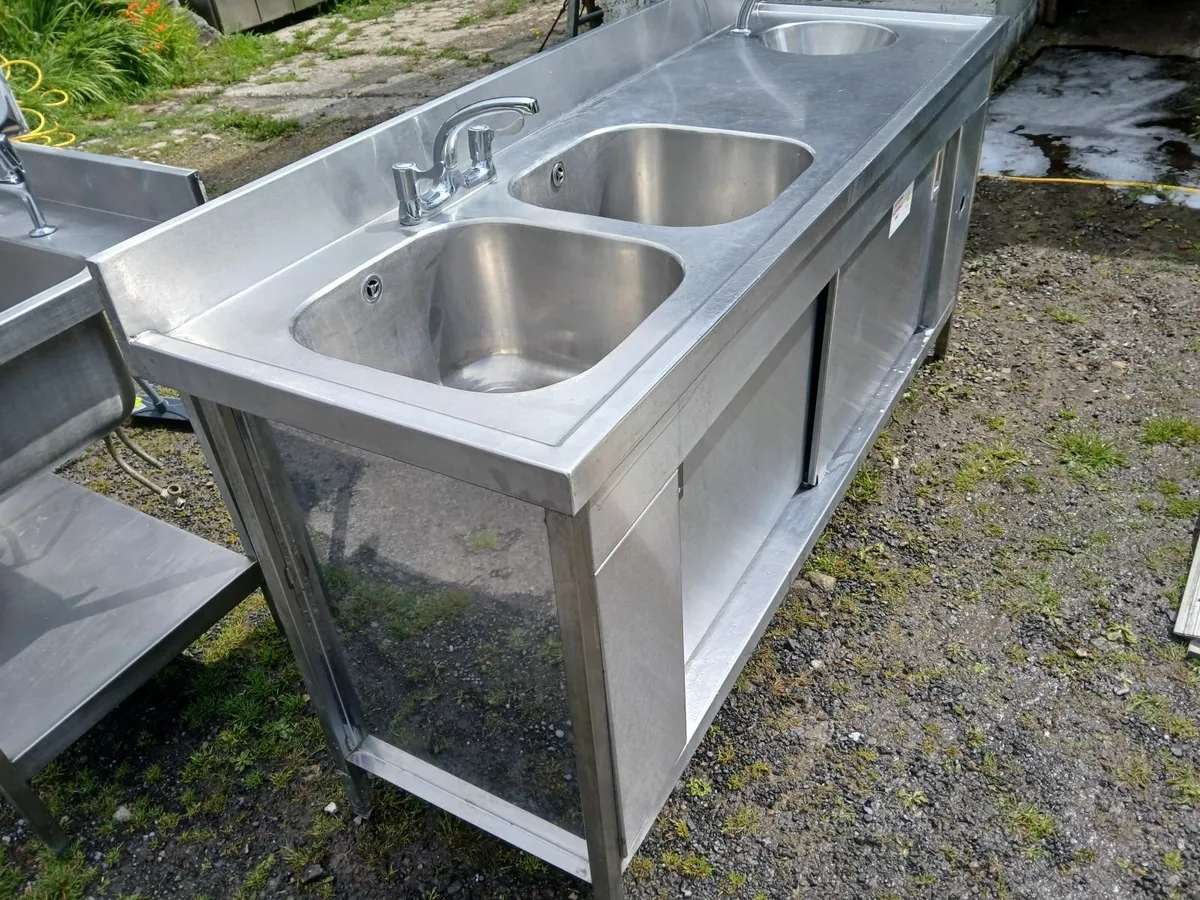Staneless steel cabbinet double sink unit complete - Image 3