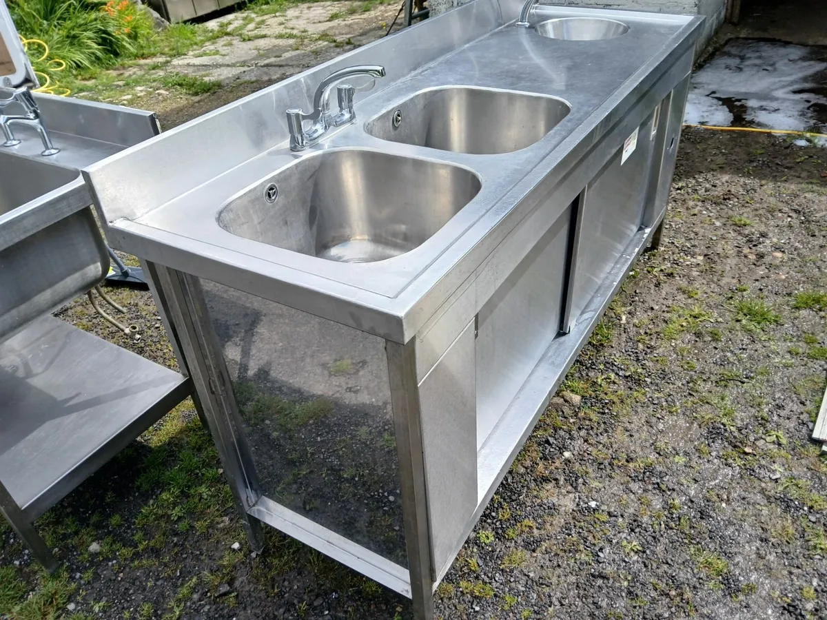 Staneless steel cabbinet double sink unit complete - Image 4