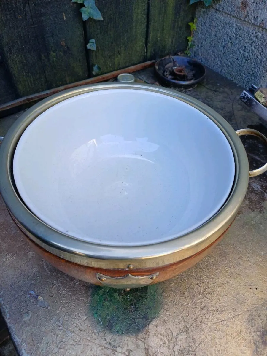 Antique Oak & Silver Plated Salad Bowl - Image 3