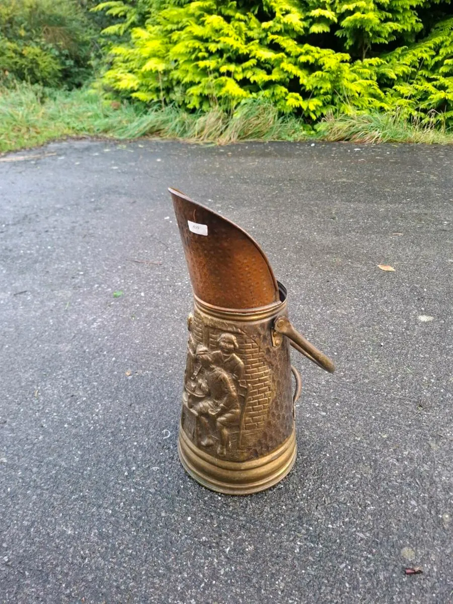 By post brass and copper coal bucket - Image 1