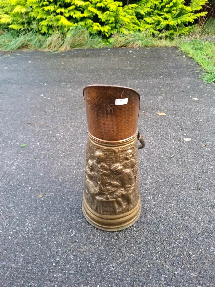 By post brass and copper coal bucket - Image 2