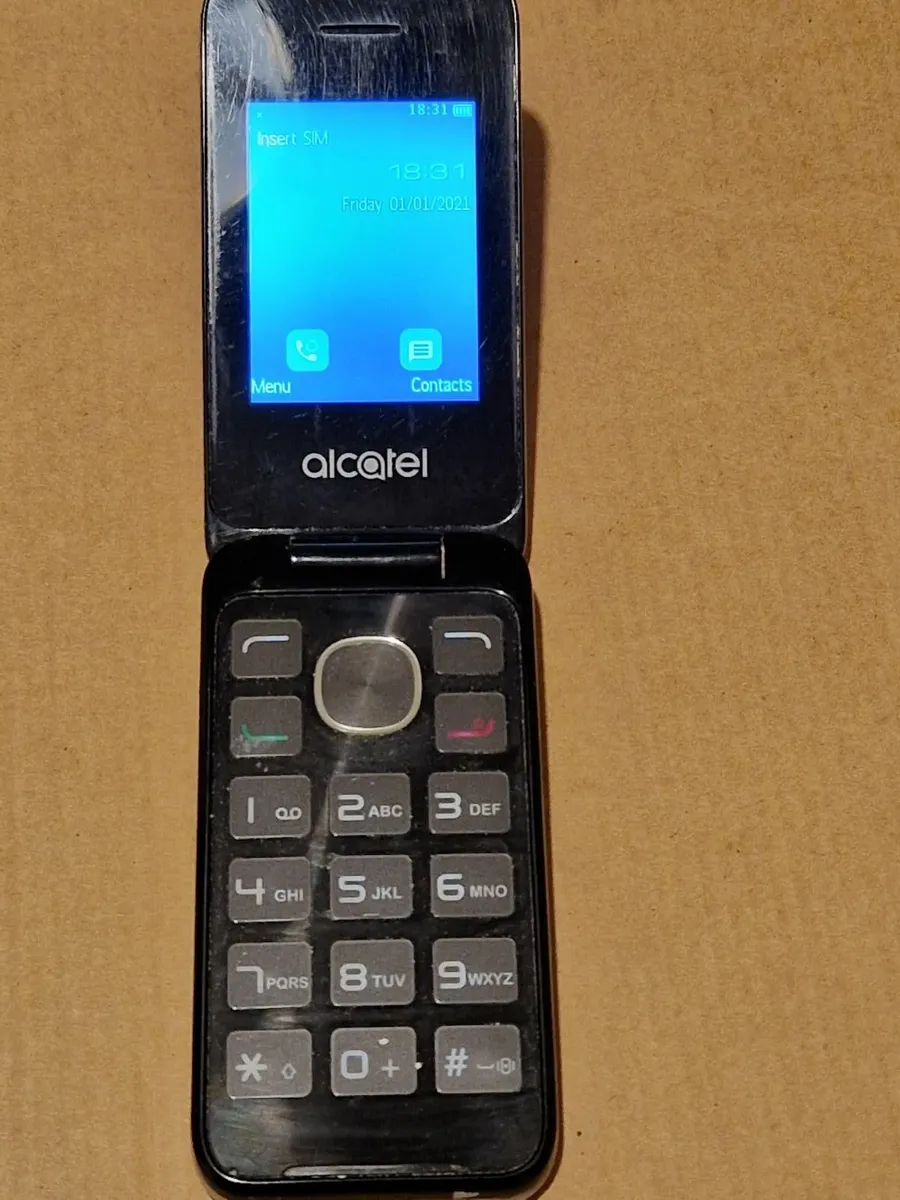 Silver Alcatel Large number flip phone - Image 2