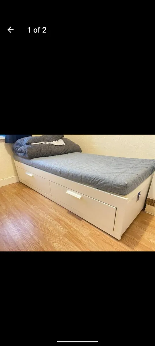 White Single Bed with Storage Drawers - Image 1