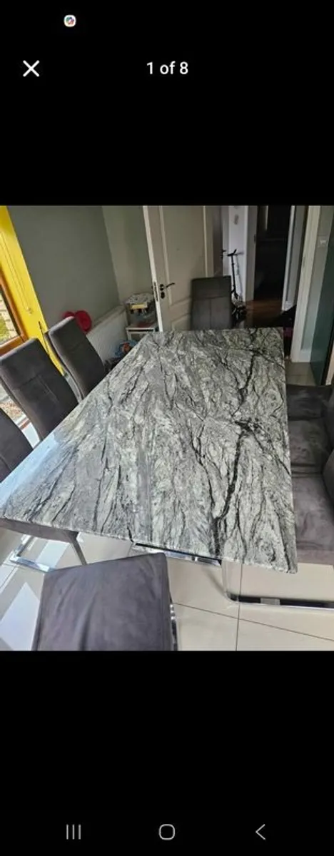 Marble Dining Table & 8 Chairs - Image 1