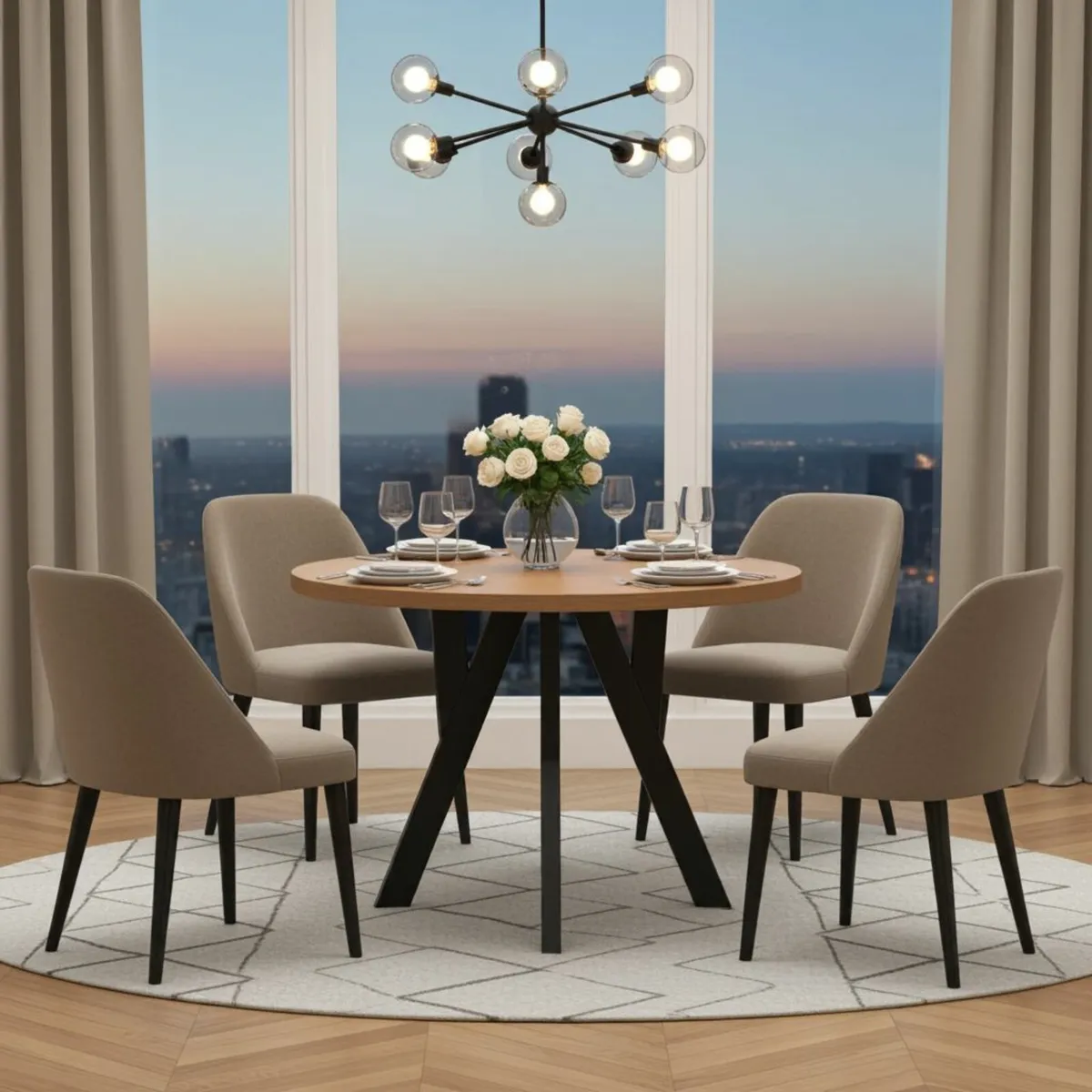 Modern Oak Veneer or Laminate Extendable Table - Image 4