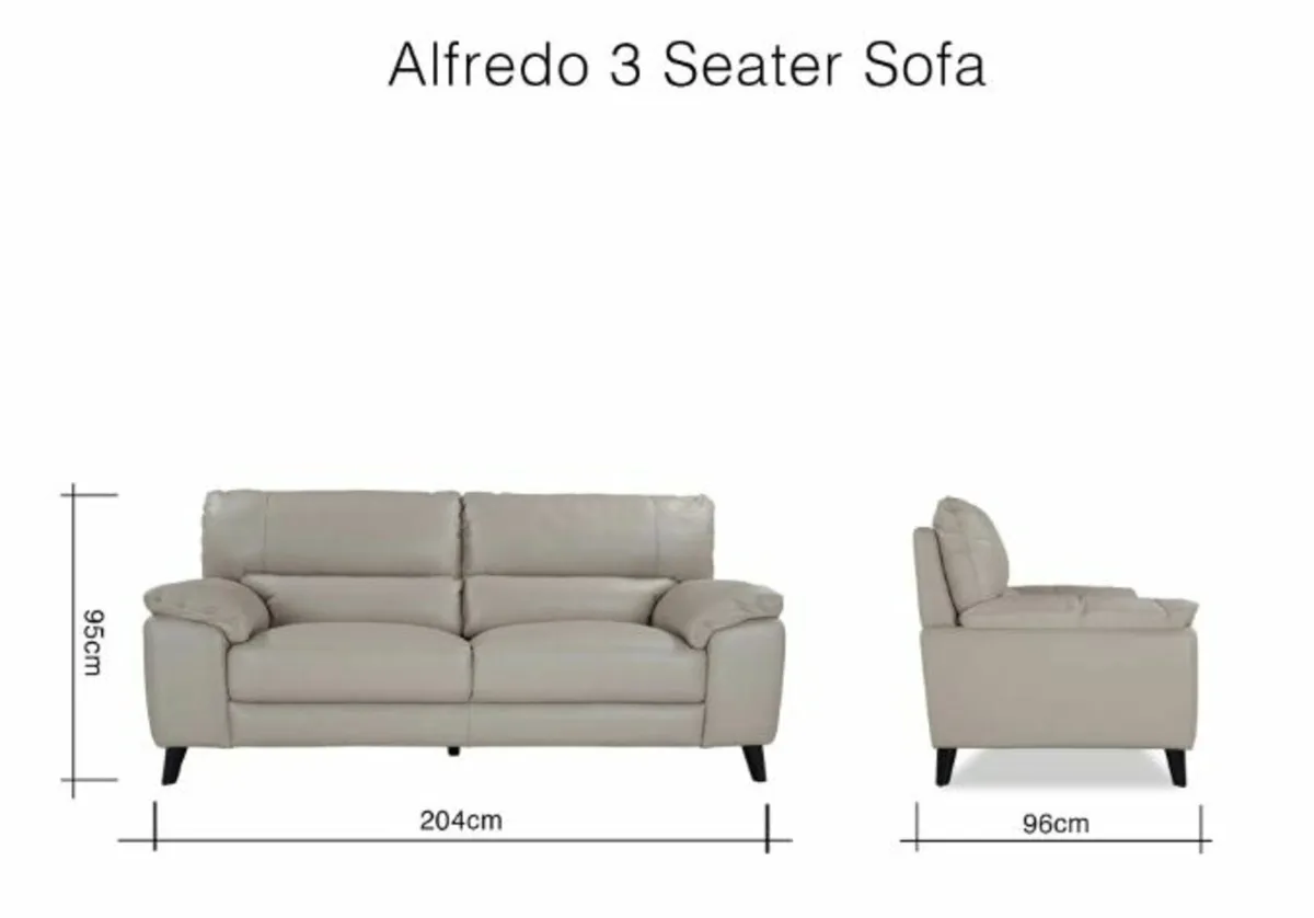 Leather 3 Seater Sofa Slate Grey EZ living Alfredo - Image 4
