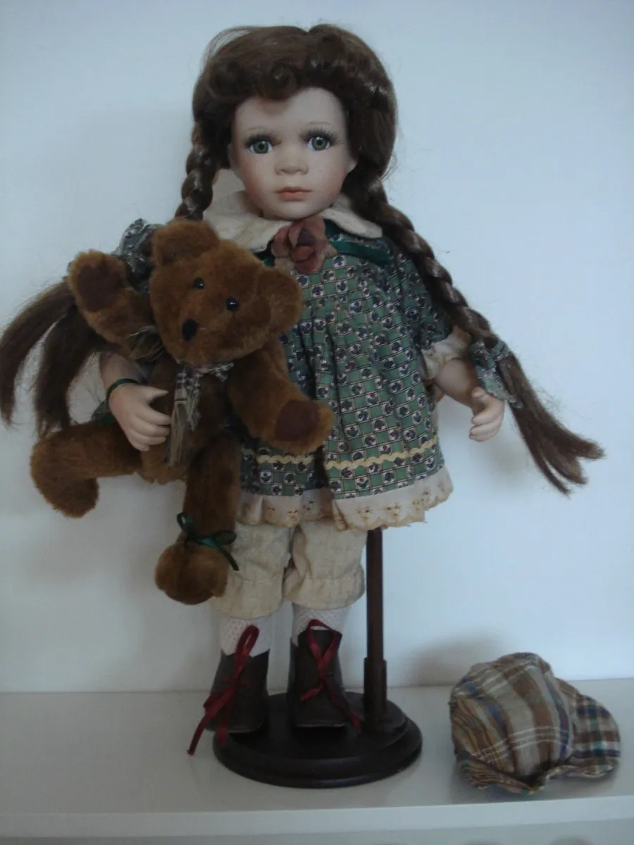 LARGE PORCELAIN DOLL , HAND PAINTED FACE. - Image 2