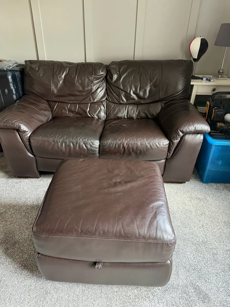 2 seater sofa & stool - Image 1