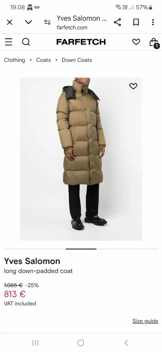 Yves Salomon Mens Designer Coat, S, Mint - Image 2