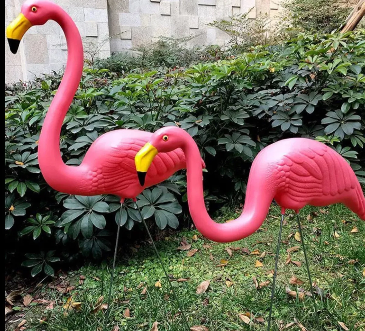 Set of 2 x Lawn Flamingos Garden Ornaments - Image 2