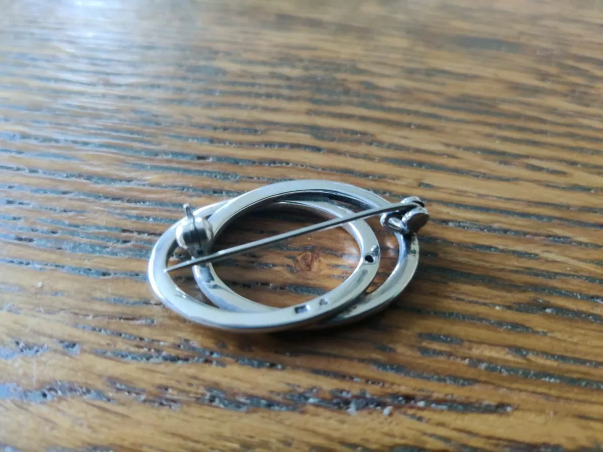 DOUBLE OVAL, 925 Silver Ladies Aer Hostess Brooch - Image 3