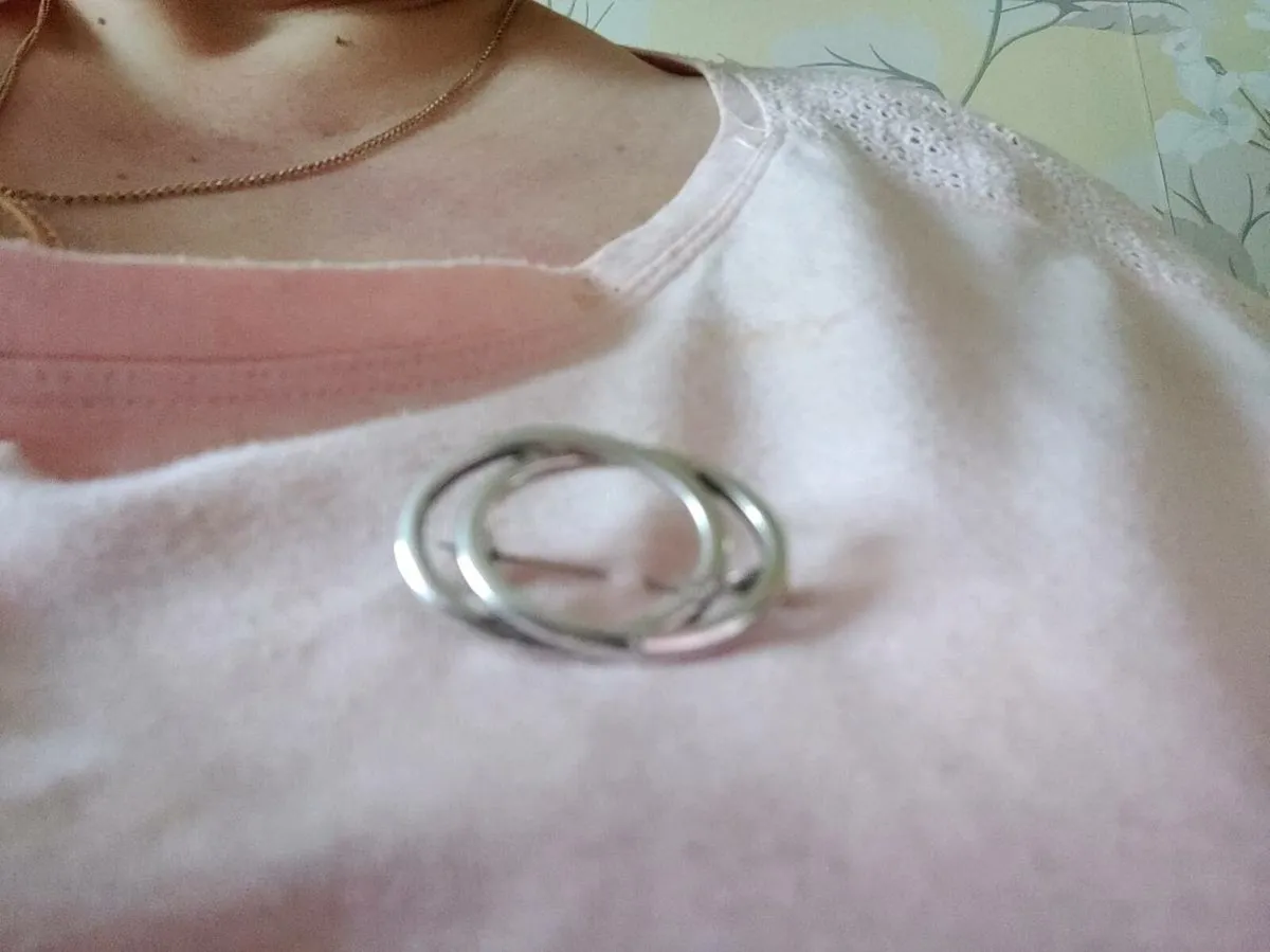 DOUBLE OVAL, 925 Silver Ladies Aer Hostess Brooch - Image 4