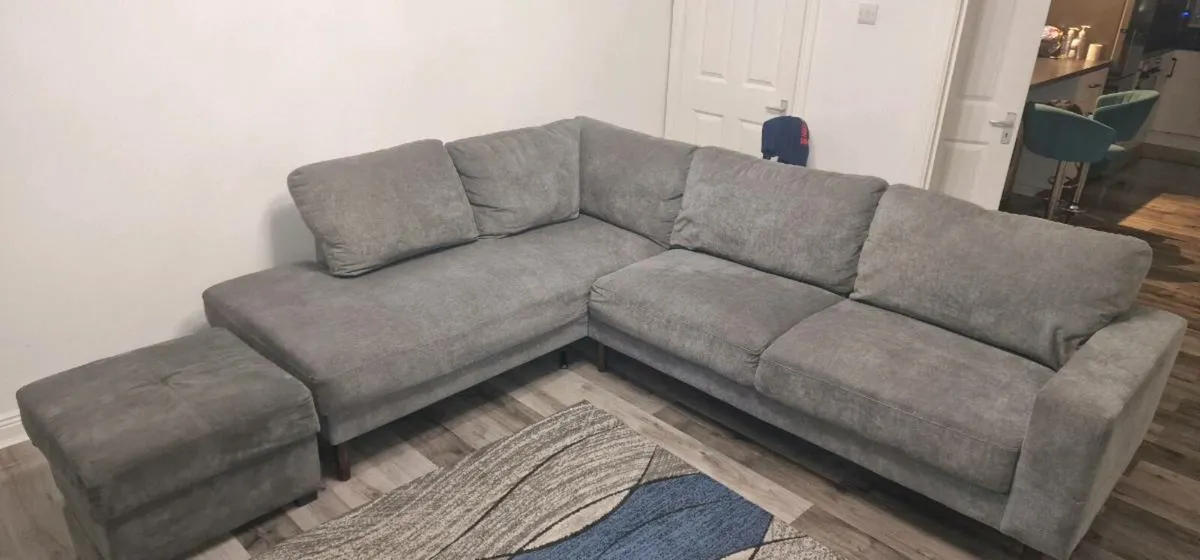 L shaped sofa with pouffe - Image 2