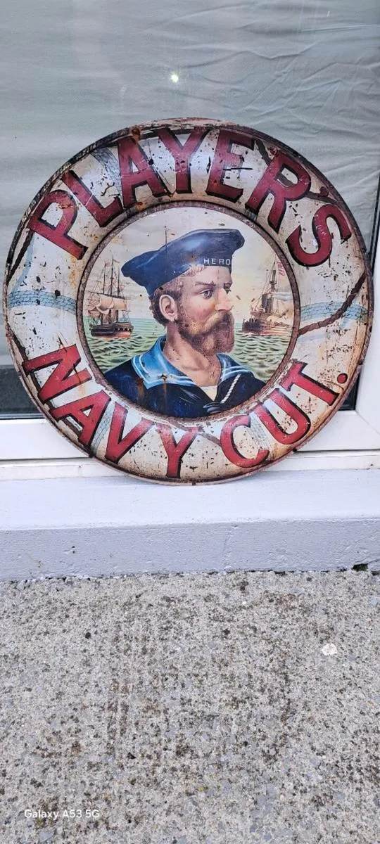 Round  navy cut metal sign - Image 1