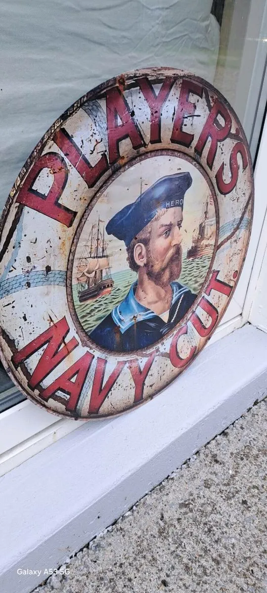 Round  navy cut metal sign - Image 2