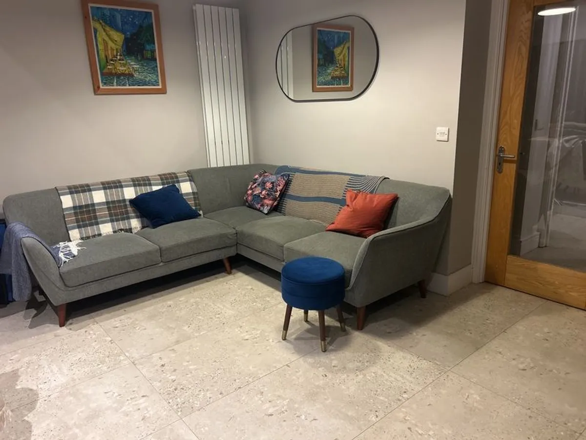 Grey fabric corner sofa 2.2x2.2 metres for sale - Image 1