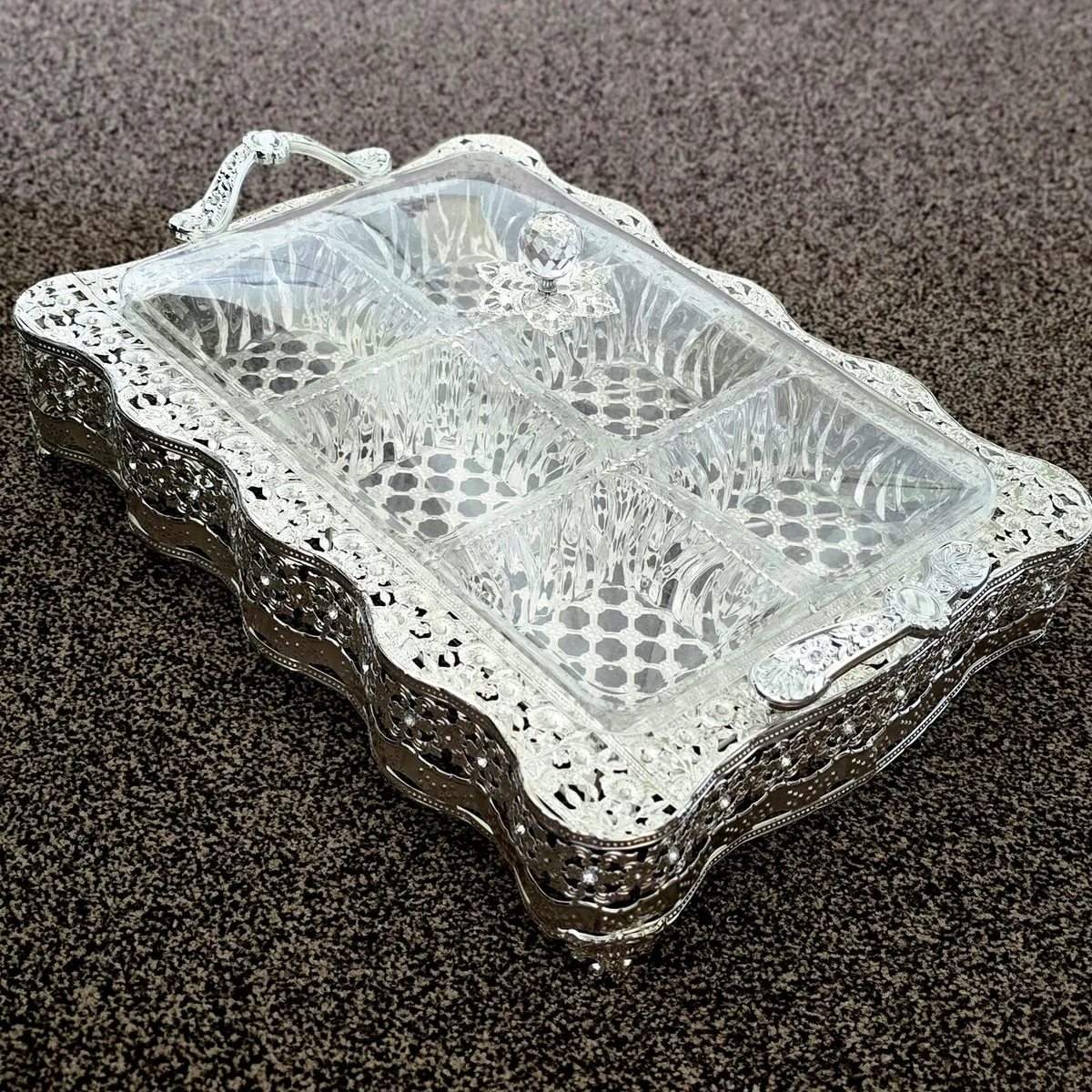 Crystal & Metal Serving Tray - Image 1
