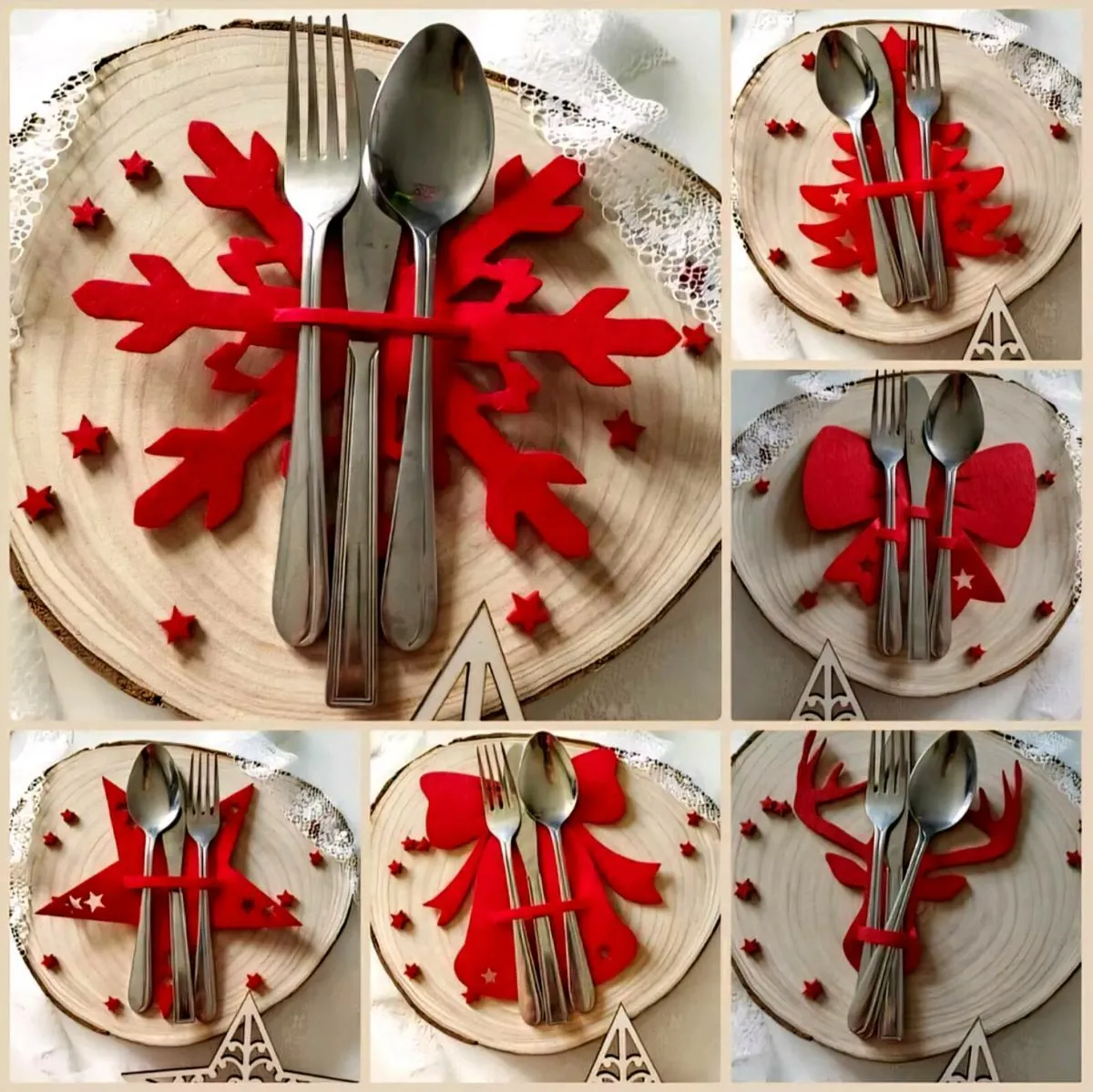 Handmade - Christmas cutlery cases - 4pcs