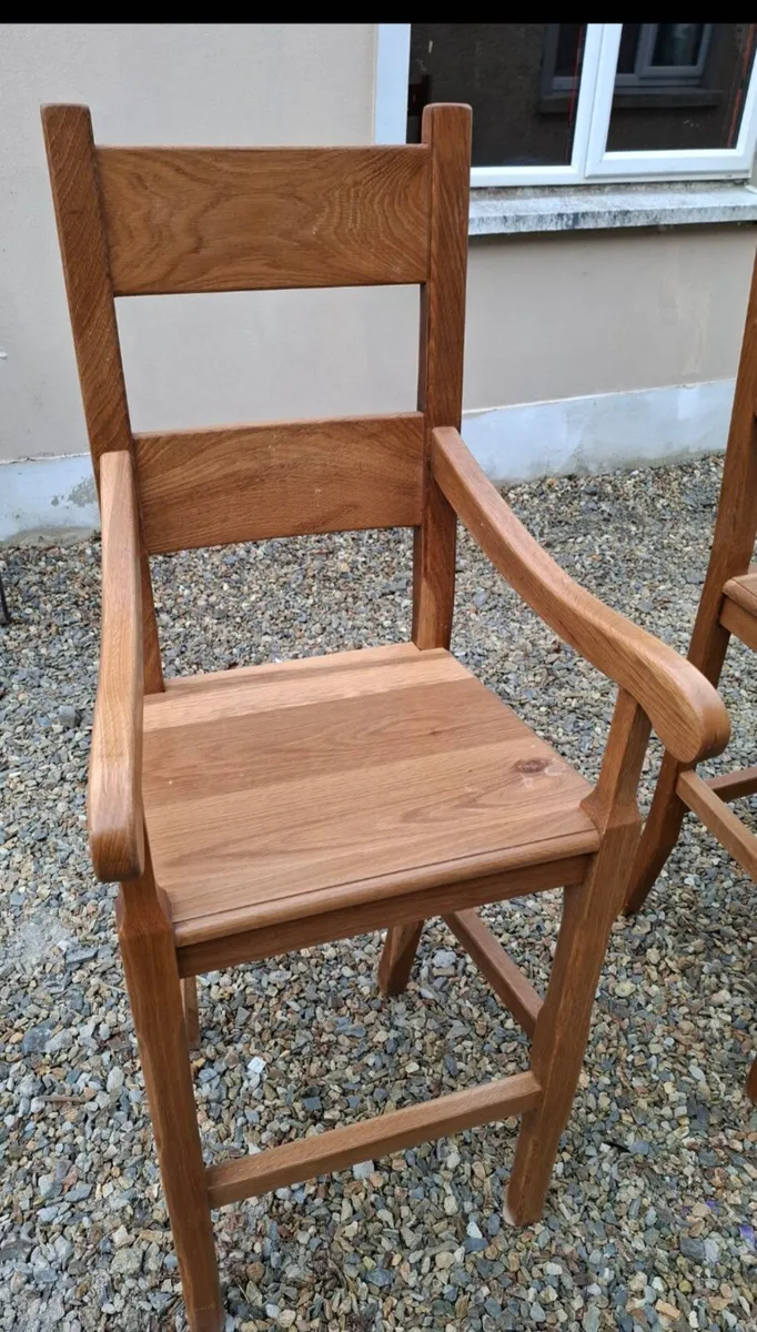 3 x new solid oak high bar arm chairs - Image 3