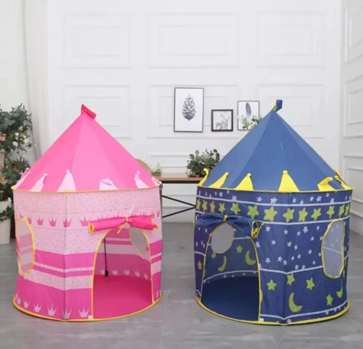 Childrens Kids Pop Up Play Tent Playhouse Pink/Blu - Image 2