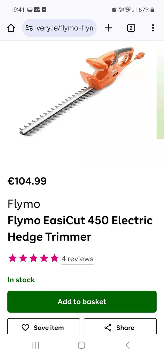 Flymo Electic Corded Hedge Trimmer - 220v - Image 2
