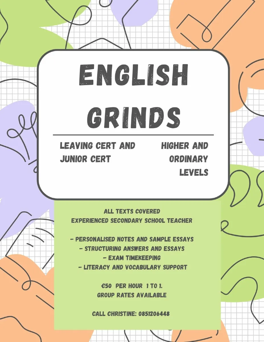 English Grinds Midleton. Higher and Ordinary level