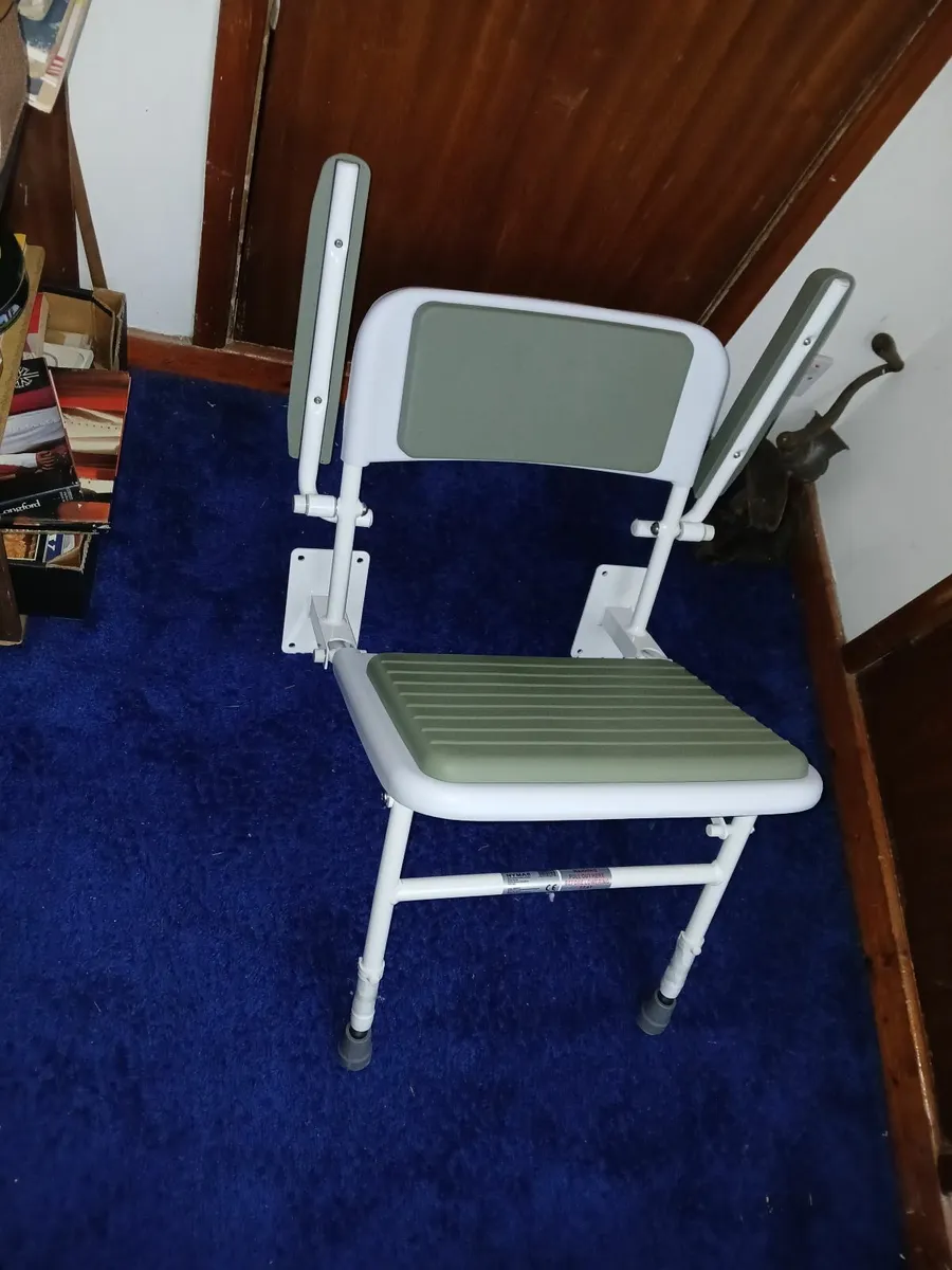 Nymas Wall Mounted Shower Seat with Back Rest - Image 1