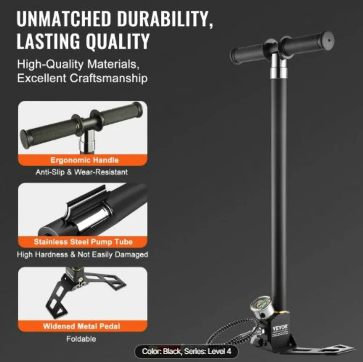 PCP Hand Pump,4 Stage, 30Mpa 4500PSI High Pressure - Image 2