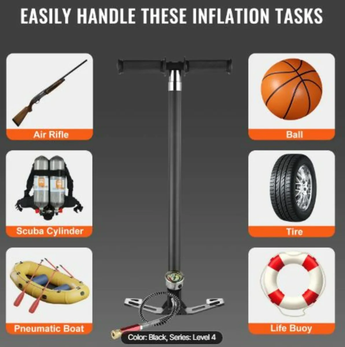 PCP Hand Pump,4 Stage, 30Mpa 4500PSI High Pressure - Image 3