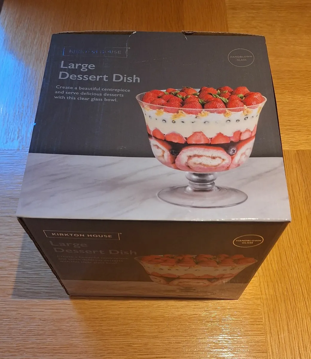 Large glass dessert dish - Image 1