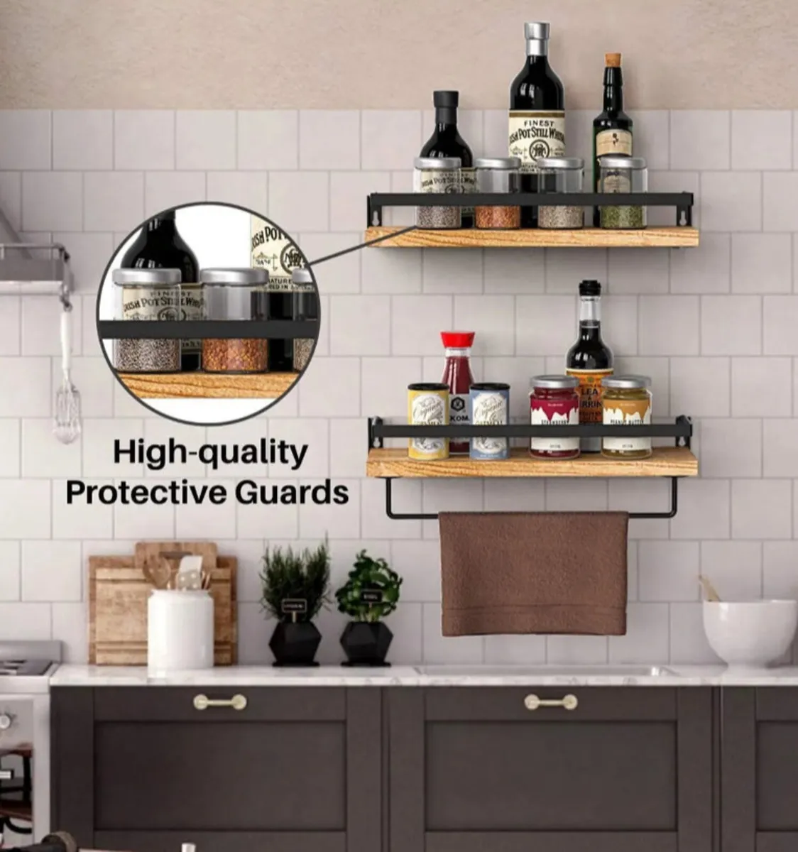 2 x Wooden Wall Mounted Floating Shelves - Image 2