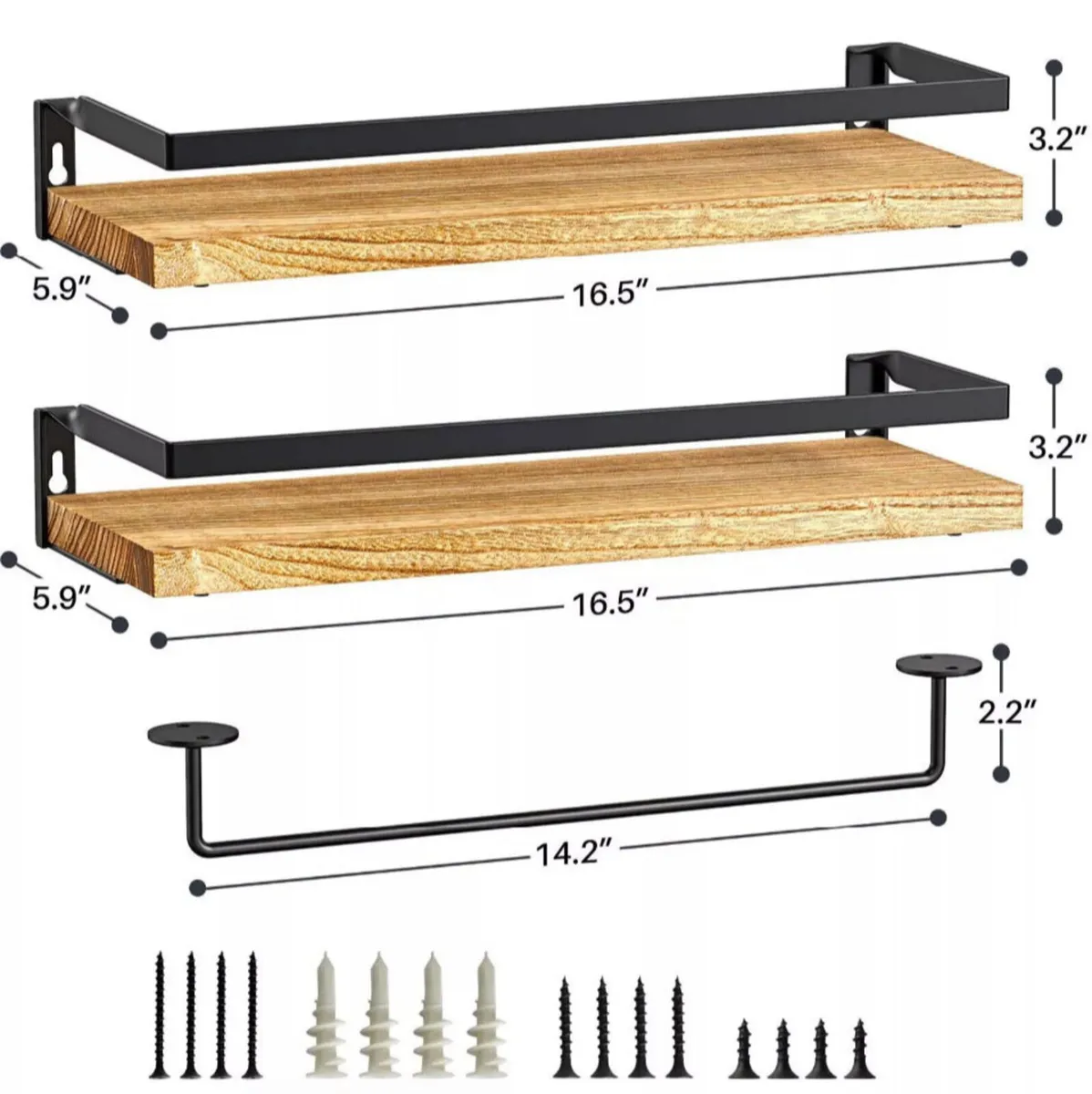2 x Wooden Wall Mounted Floating Shelves - Image 3