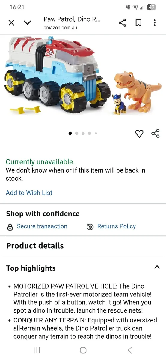 Paw Patrol Dino Rescue all terrain truck - Image 3