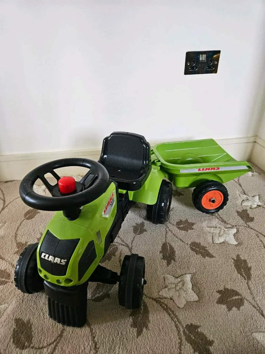 Falk CLAAS Tractor Push-Along Ride On with Trailer - Image 1