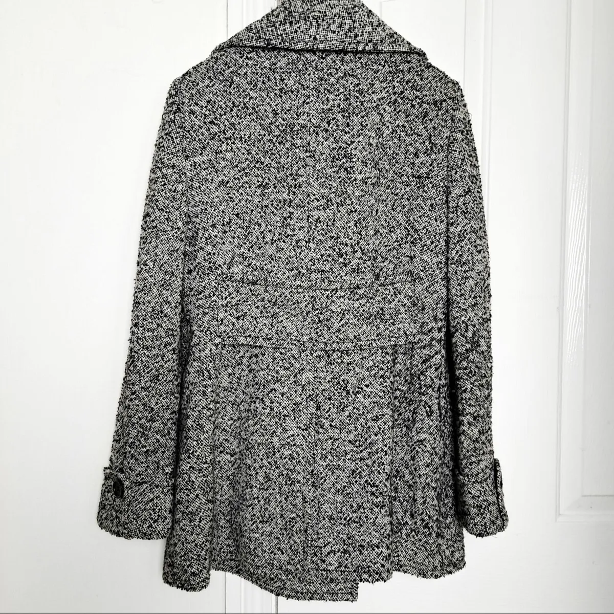 LK Bennett Black White Tweed Wool Coat 12UK/40EU - Image 4