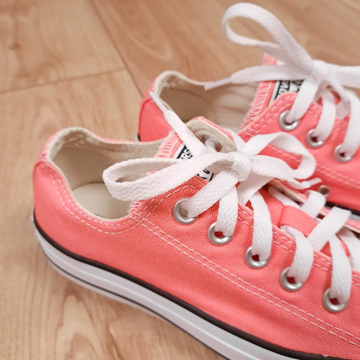 Converse Pink Orange Low Top Canvas Trainers 5UK - Image 2