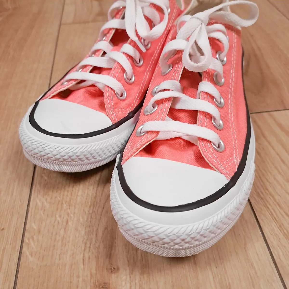 Converse Pink Orange Low Top Canvas Trainers 5UK - Image 3