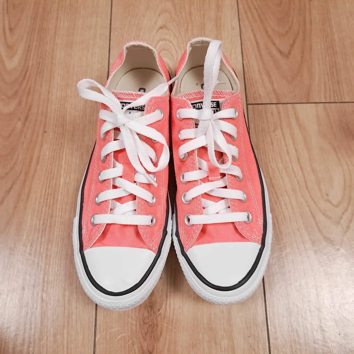 Converse Pink Orange Low Top Canvas Trainers 5UK - Image 4
