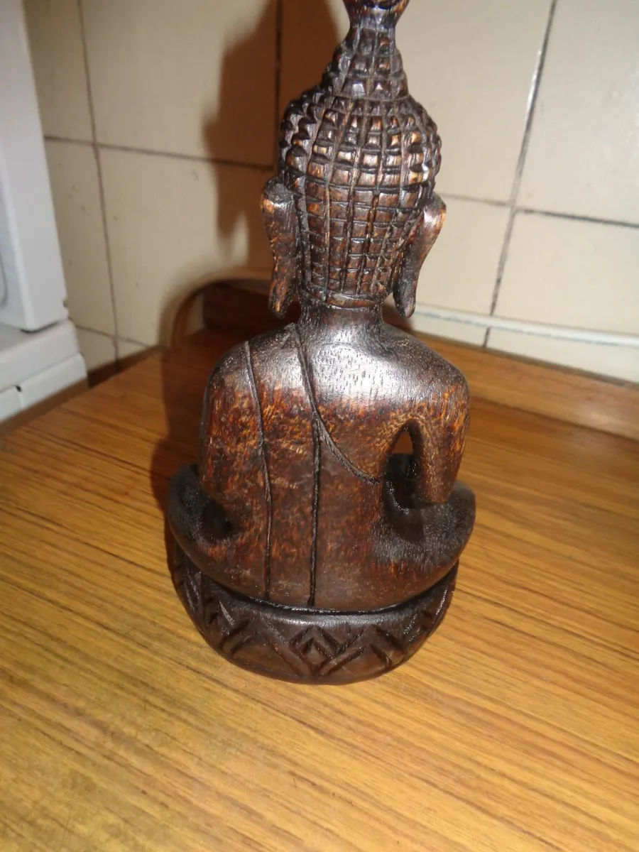 Hand Carved Wooden Budda Statue for Sale - Image 2