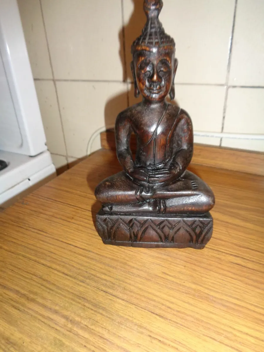 Hand Carved Wooden Budda Statue for Sale - Image 1
