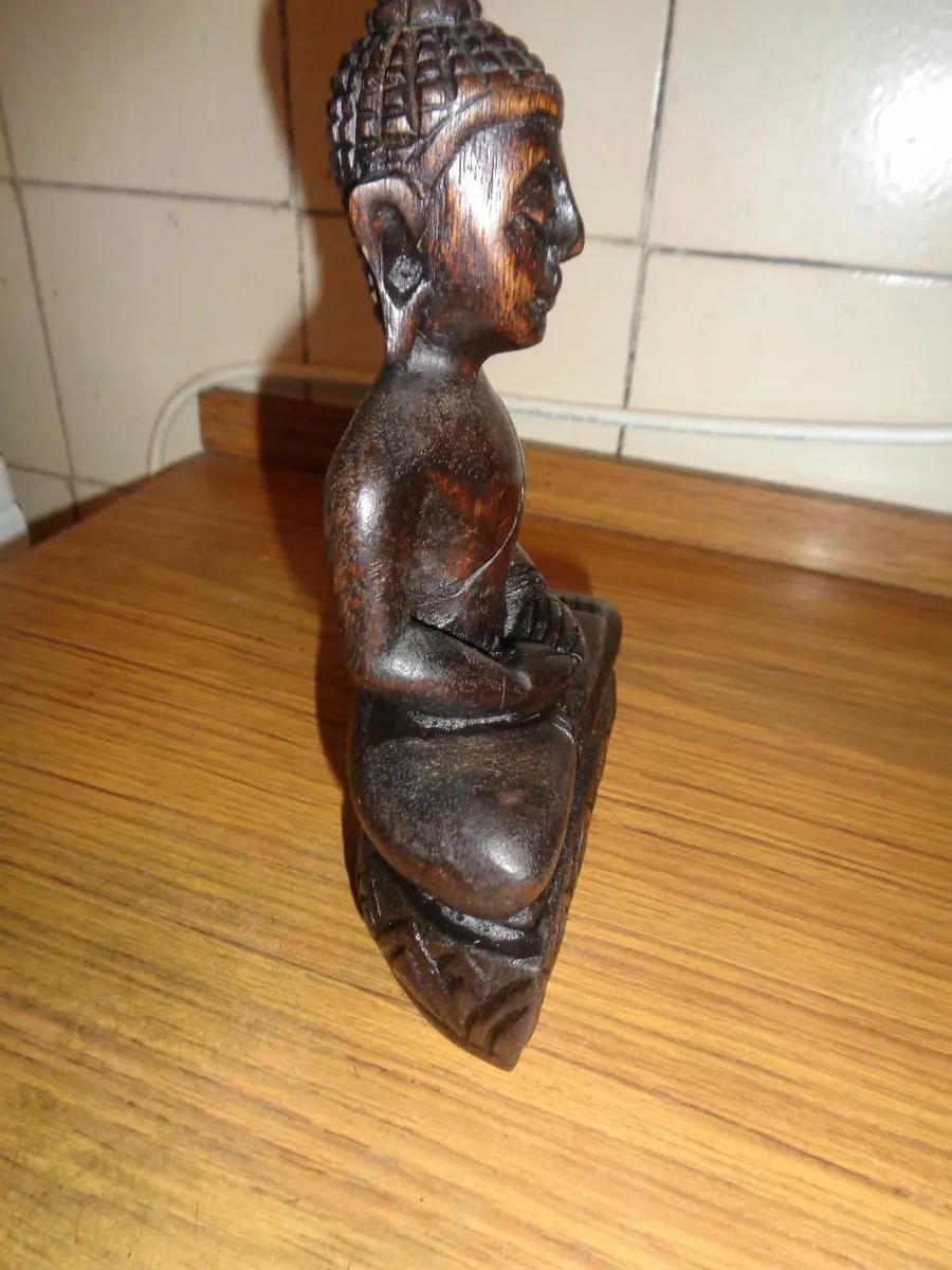 Hand Carved Wooden Budda Statue for Sale - Image 3