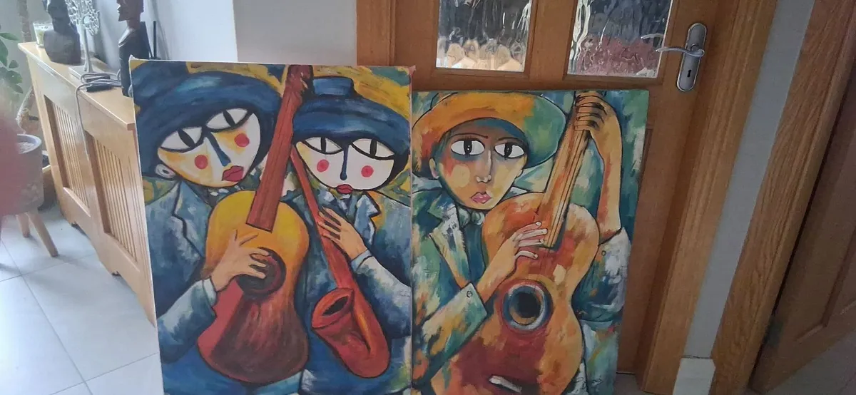 2  Musican Paintings on canvas - Image 1