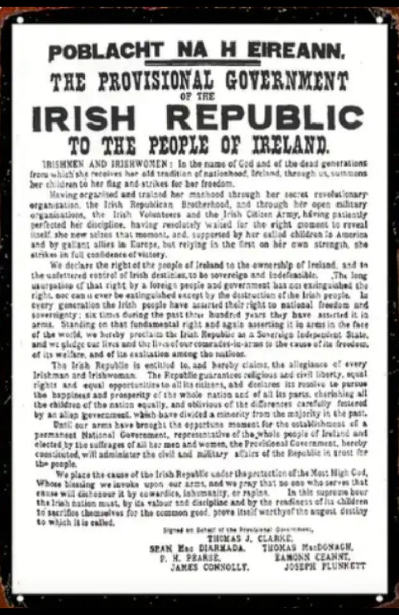 Irish Proclamation 1916 Easter Rising Metal - Image 1