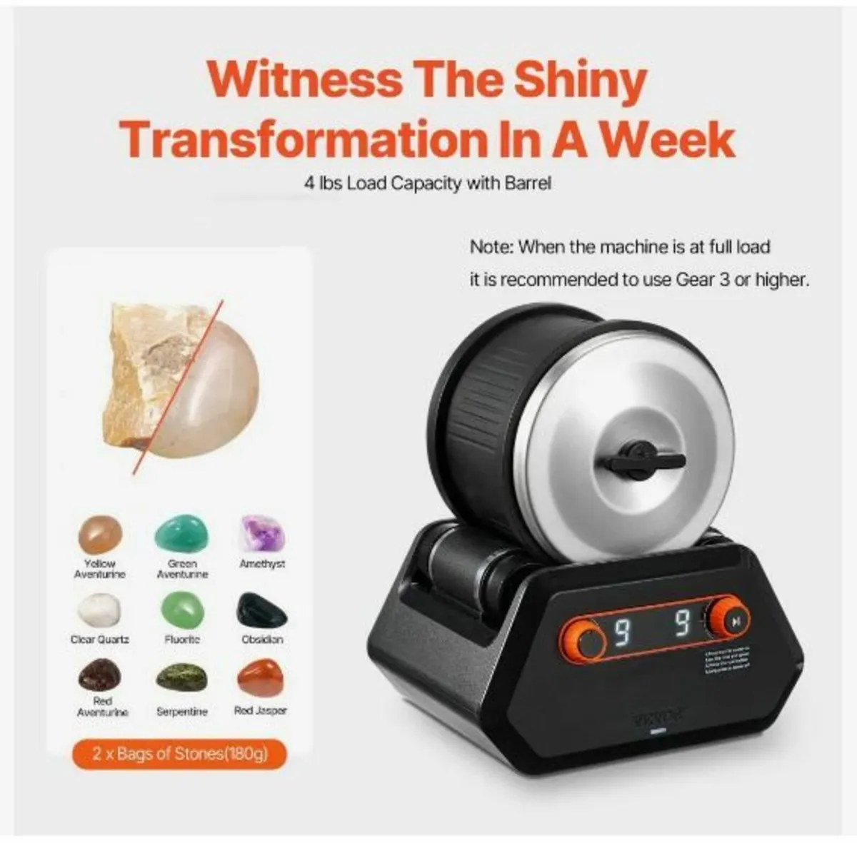 Rock Tumbler Kit, 4 lbs Rock Polishing Kit - Image 3