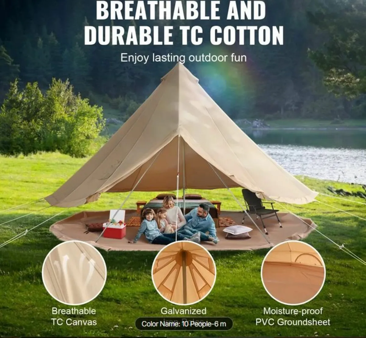 Multipurpose 6m Canvas Bell Tent - Image 3
