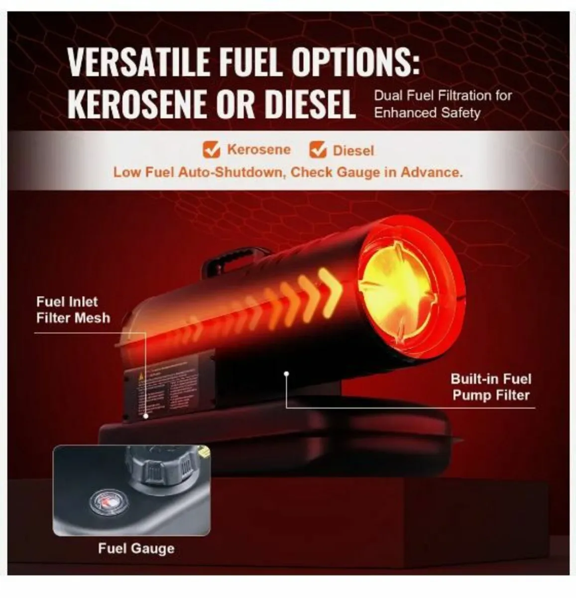 Kerosene/Diesel Forced Air Heater, 70000Btu - Image 4