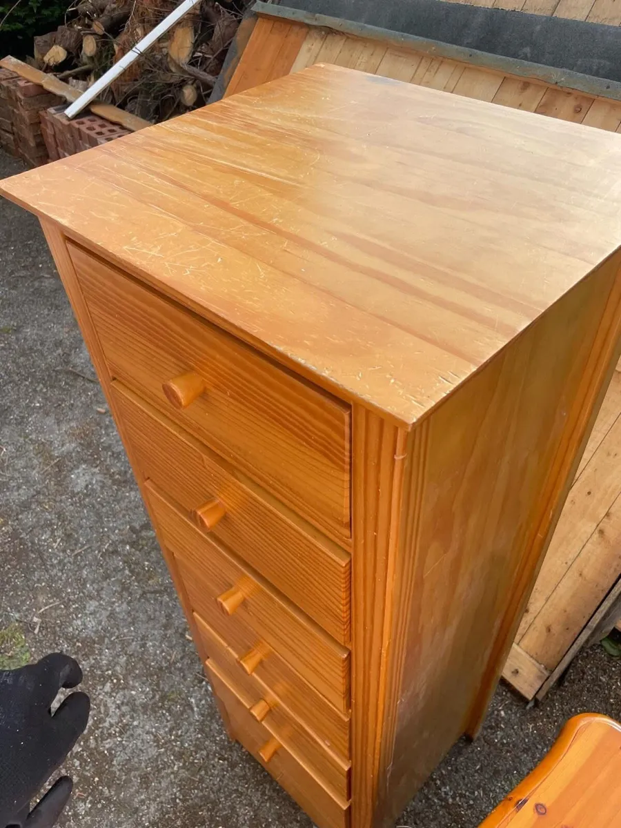 Tall boy chest of drawers pine - Image 2