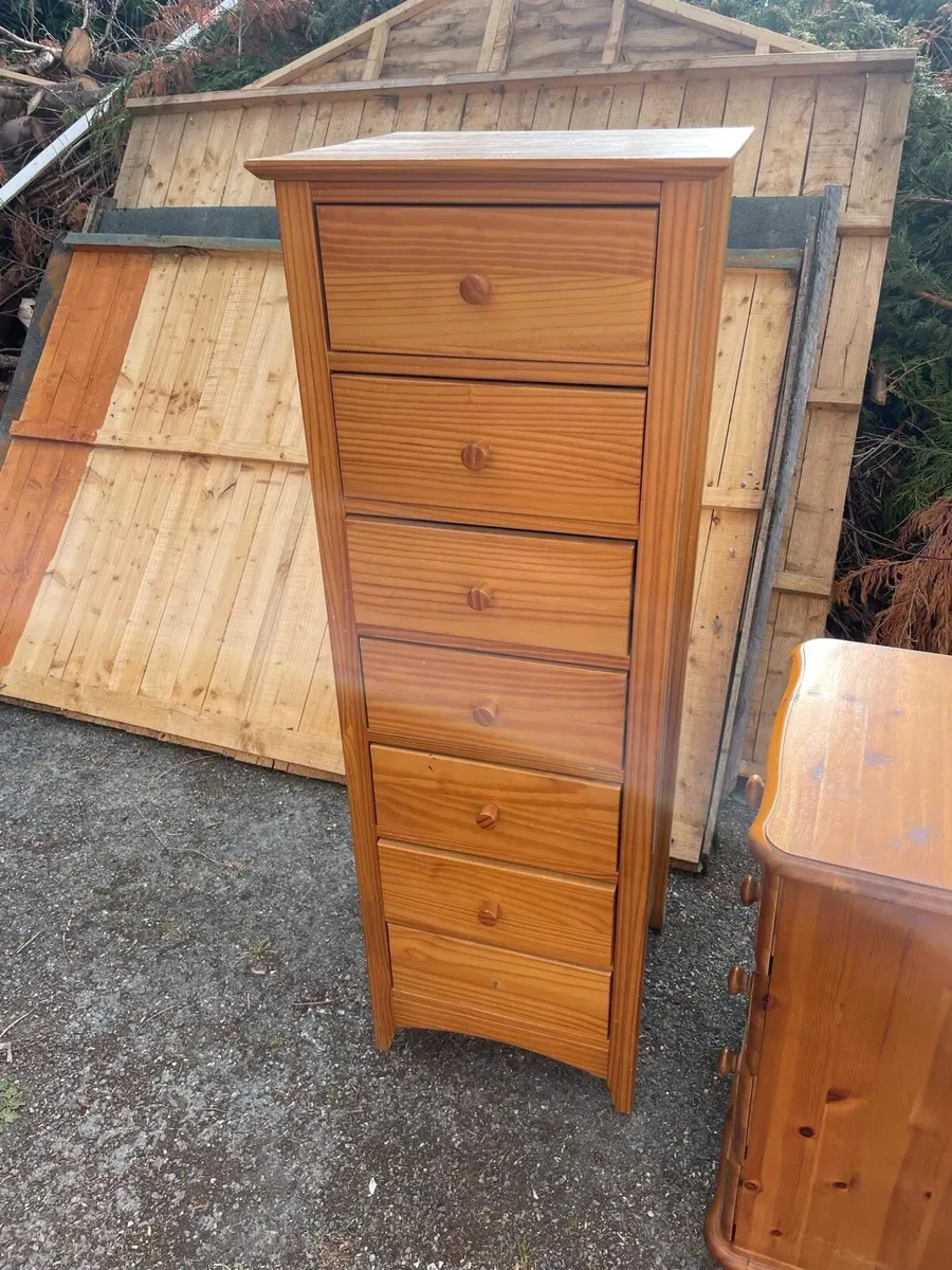 Tall boy chest of drawers pine - Image 3