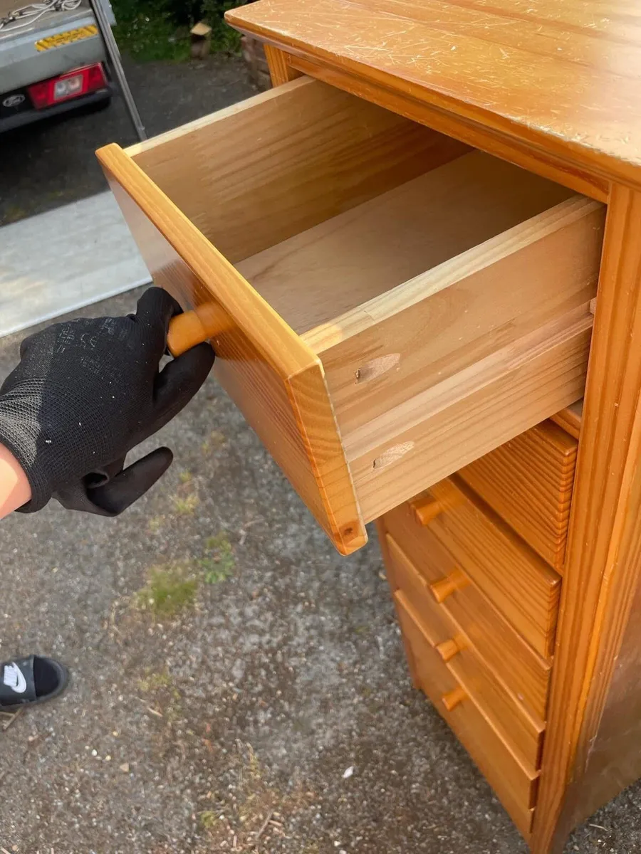 Tall boy chest of drawers pine - Image 4