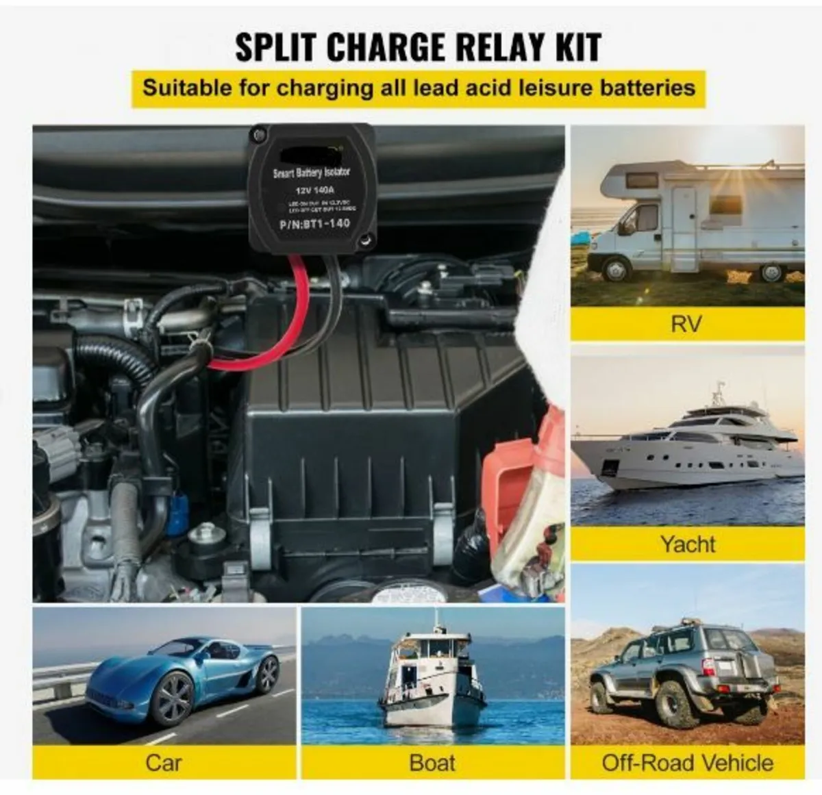 Split Charge Relay Kit, 4mtr 12V, Automatic - Image 2
